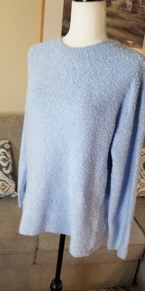 BNWT Corelife boucle crewneck sweater Color: baby blue, Size: L